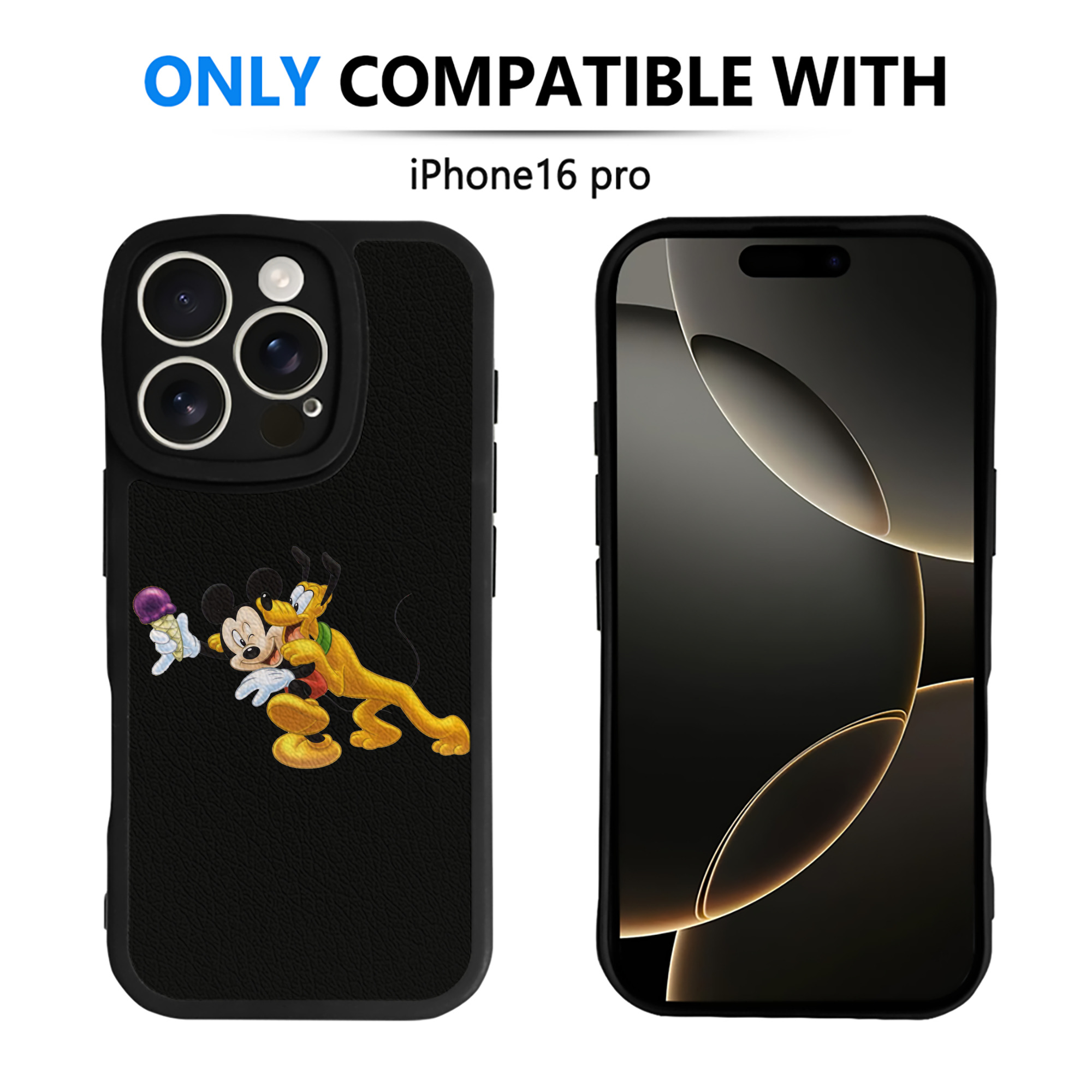 （画像用） ミッキーマウス Mickey Mouse 【iPhone 16シリーズ対応】シリコンスマホケース（レザー調） 材質：シリコン